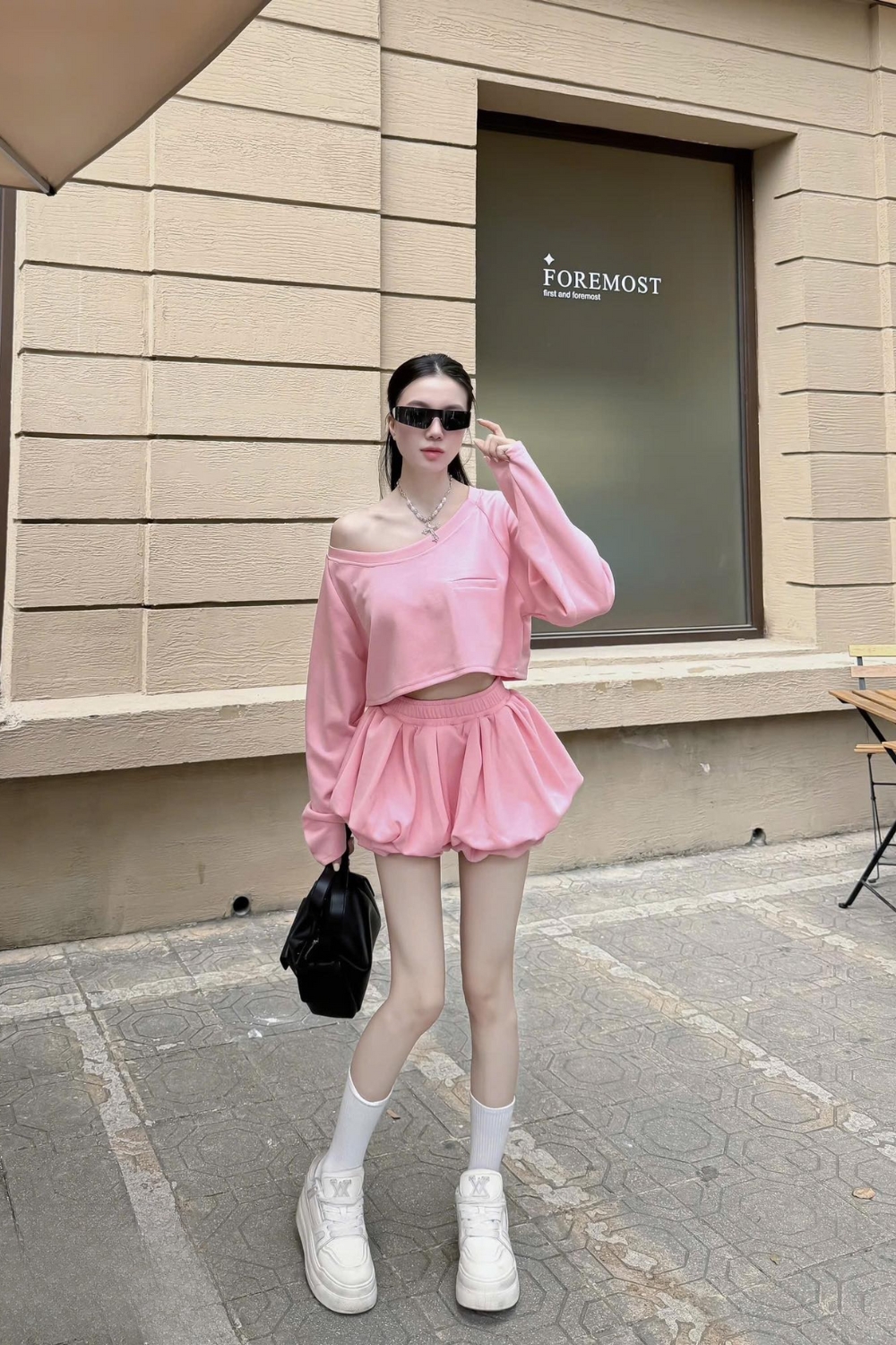 Alternative view of Off-the-shoulder Puffy Dress Set for Street Wear