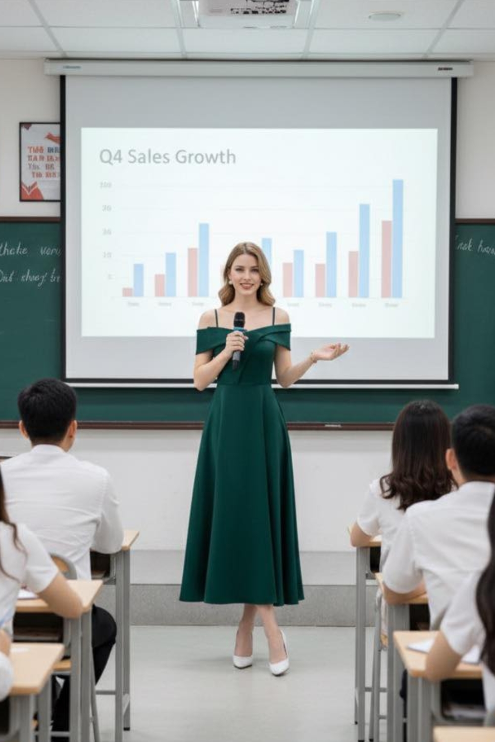 Alternative view of Elegant Emerald Green Off-the-Shoulder Dress