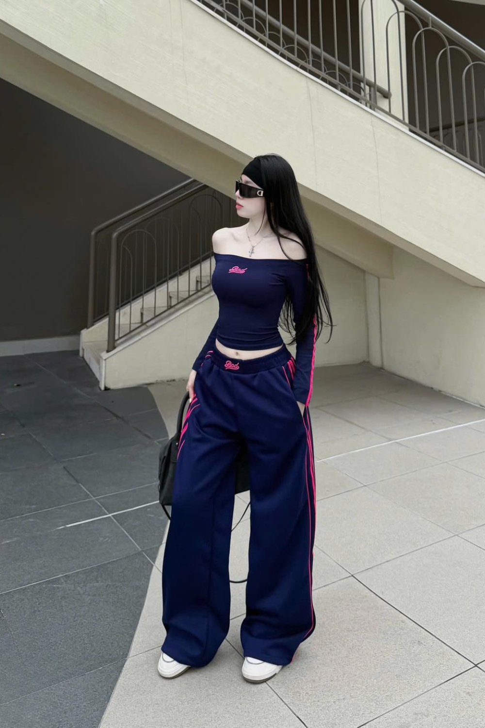 Alternative view of Off-Shoulder Top & Wide Jogger Pants Set